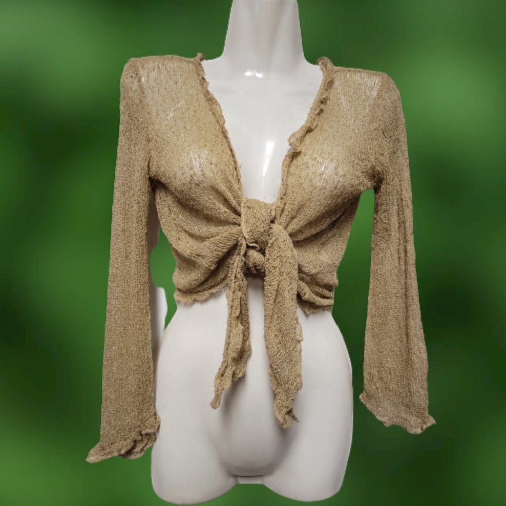Cover Up Crop Top Bolero Sheer Short Mesh Cardigan Size S